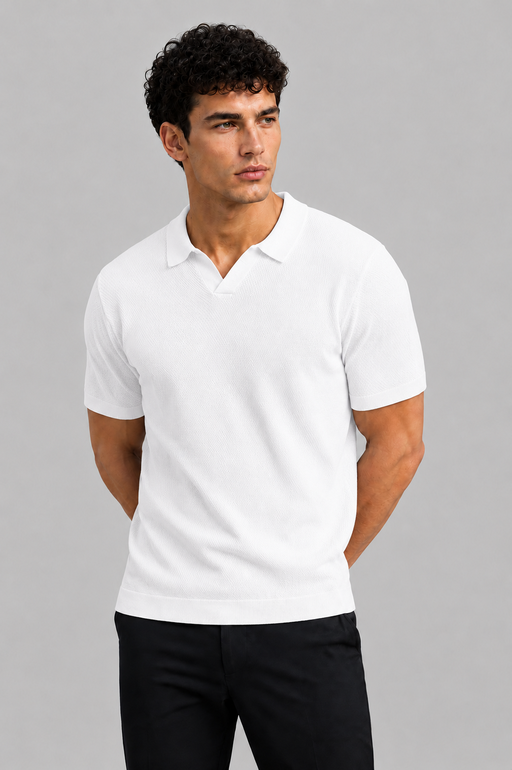 Midnight Texture Polo White T-shirt