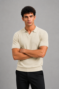 Midnight Texture Polo Biege T-shirt