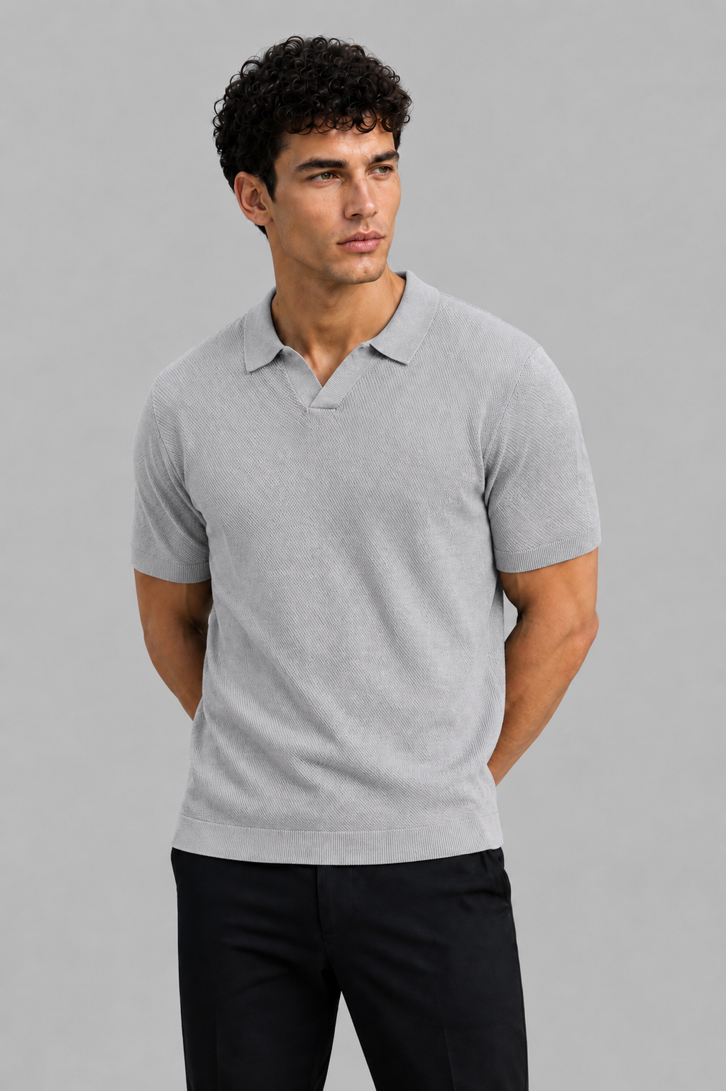 Midnight Texture Polo Glacier Gray T-shirt