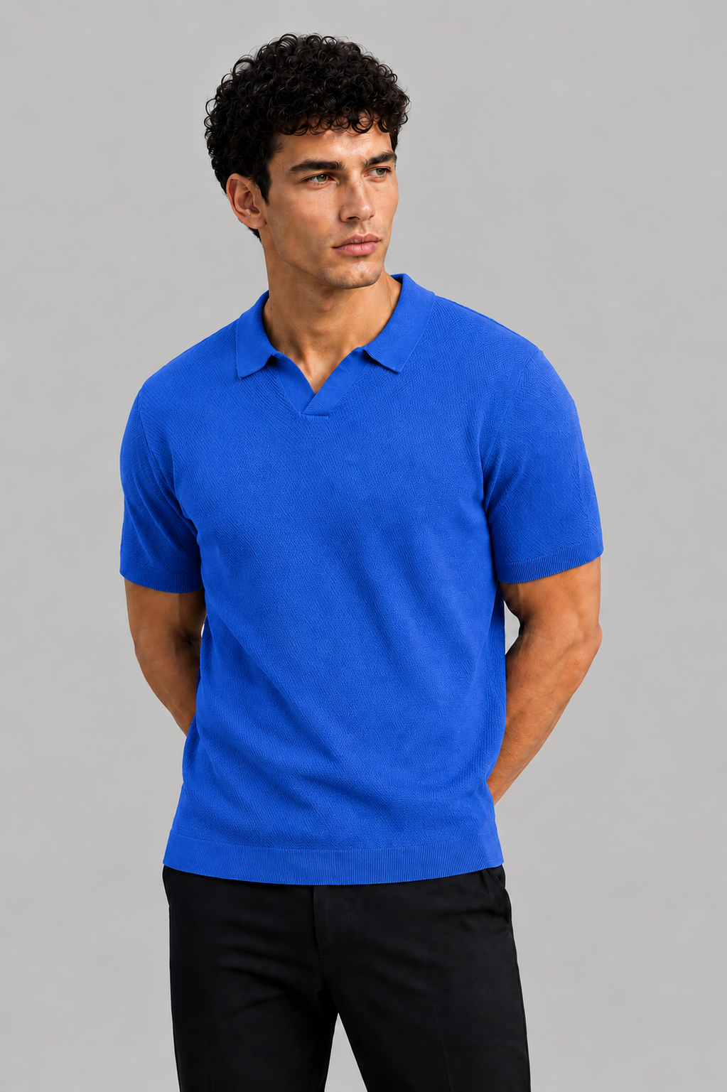 Midnight Texture Polo Royal Blue T-shirt