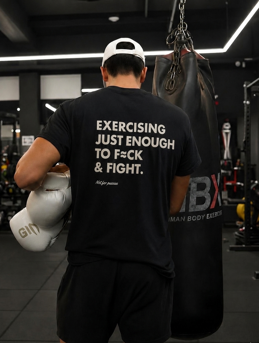 Exercising Just Enough To F≈CK & Fight Graphic T-shirt - Regular Fit T-shirt